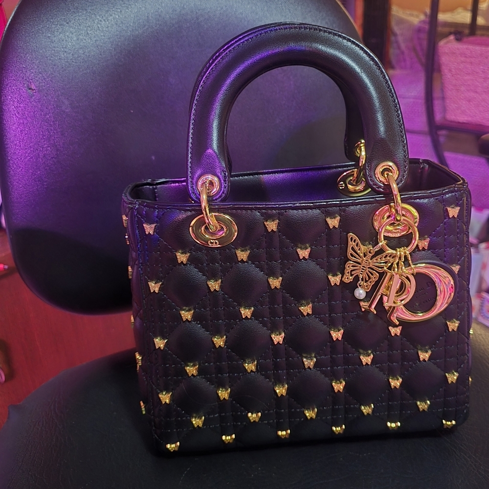 Black and Gold Butterfly Handbag